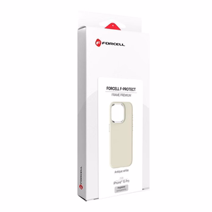 Maciņš priekš iPhone 15 PRO Forcell F-Protect Frame Premium saderīgs ar Magsafe antīki balts