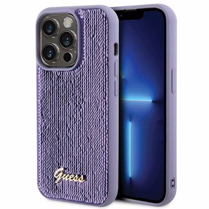 Guess Sequin Script Metal viedtālruņa apvalks iPhone 15 Pro Max - violets