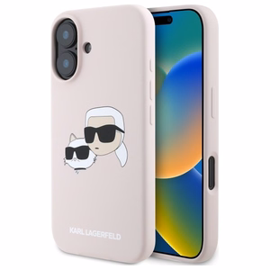 Karl Lagerfeld silikona viedtālruņa apvalks Nauble Heads Print Magnētiskais iPhone 16 - rozā