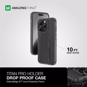 Amazing Thing Titan Pro turētāja apvalks 10FT IP156.7PTHBK Iphone 15 Pro Max melna ar statīvu