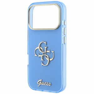 Guess IML 4G Script Metal vāciņš modelim iPhone 18 Pro Max / 17 Pro Max – gaiši zils