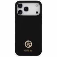 Guess Silikona Logo Strass 4G MagSafe Maciņš for iPhone 17 Pro Max - melns