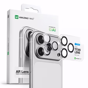 AmazingThing safīra kameras stikls iPhone 17 Pro / Pro Max - ar melno rāmi