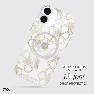 Case-Mate Floral Gems MagSafe vāciņš ierīcei iPhone 16 Plus, zelta krāsā