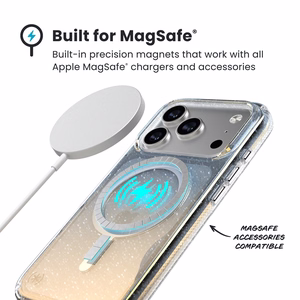 Speck Presidio Lux MagSafe vāciņš ierīcei iPhone 17 Pro, “Hyper Mirror Glitter / Silver Metallic” krāsā