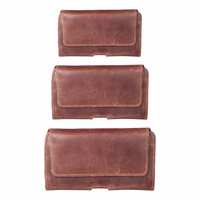 ROYAL Crazy Horse universāls horizontāls ādas jostas apvalks izmērs L IPHONE 12 / 12 PRO / 13 / 13 PRO / 14 / 14 PRO / SAMSUNG S10 / S20 / S21 / A40 / HUAWEI P8 LITE / P30 / P40 / P9 LITE brūns