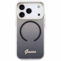 Guess IML Gradient Script Metal MagSafe Maciņš for iPhone 17 Pro Max - melns