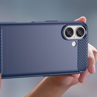 Carbon viedtālruņa apvalks iPhone 16 Plus - zils