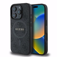Guess 4G Gredzena klasiskā logotipa MagSafe viedtālruņa apvalks iPhone 16 Pro - melns