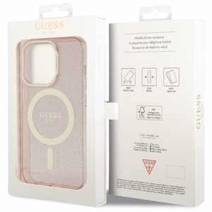 Guess GUHMP14LHCMCGP iPhone 14 Pro 6.1" rozā/rozā cietais apvalks Spīdumi Zelts MagSafe