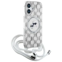 Karl Lagerfeld IML pār plecu monogrammas Karl un Choupette galvas MagSafe iPhone 16 viedtālruņa apvalks - caurspīdīgs
