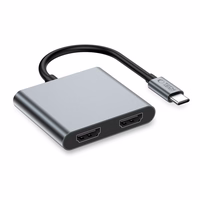 Tech-Protect HB08 4in1 USB-C + USB2.0 + 2 x HDMI 4K 60HZ adapteris - pelēks