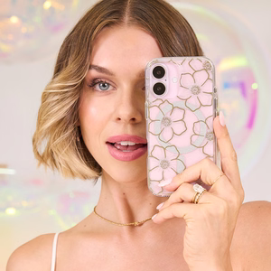Case-Mate Floral Gems MagSafe vāciņš ierīcei iPhone 16 Plus, zelta krāsā