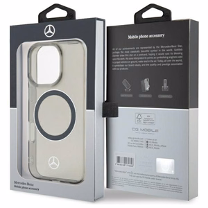 Mercedes sudraba gredzena Magnētiskais viedtālruņa iPhone 16 Pro apvalks - melns