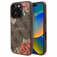 Guess GUHMP16XP4ROPEMCW iPhone 16 Pro Max 6.9" ciets vāciņš brūns 4G ziedu raksts MagSafe