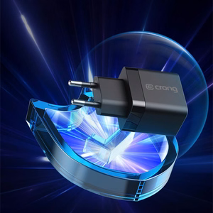 Crong Ultra Compact GaN sienas lādētājs, 2 × USB-C, 35 W, PD 3.0, PPS, balts