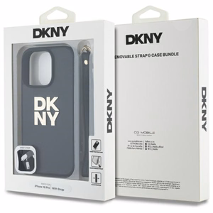 DKNY Wrist Strap Stock Logo viedtālruņa apvalks iPhone 16 Pro Max - melns