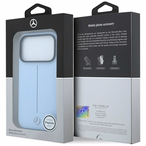 Mercedes Semi Wrap Iconic Line MagSafe ādas maciņš, paredzēts iPhone 18 Pro Max / 17 Pro Max, zils