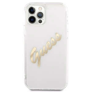 Guess GUHCP12MKTRSVGO iPhone 12/12 Pro 6.1" Caurspīdīgs cietais apvalks Vintage Script Zelta