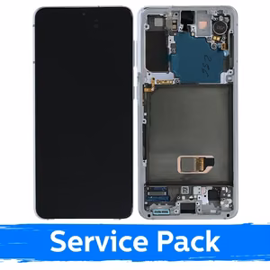 LCD Display Compatible Samsung G991 S21 with Frame / Phantom White / (Service Pack) +INCLUDING BATTERY