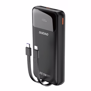 Dudao K15Pro внешний аккумулятор 20000mAh 22.5W PD USB-C / USB-A / со встроенными кабелями Lightning и USB-C - Чёрный