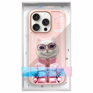 Nimmy Cool&Cute 2.0 Kaķa viedtālruņa apvalks iPhone 16 Pro - rozā