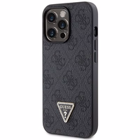 Guess GUHCP13LP4TDSCPK apvalks iPhone 13 Pro / 13 - melns krustenisks 4G metāla logotips