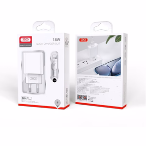XO sienas lādētājs CE02D QC 3.0 18W 1x USB, balts + USB-C kabelis