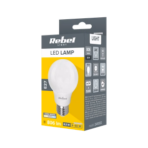 Rebel A60 E27 LED spuldze, 8,5 W, 6500 K, 230 V