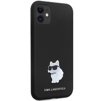 Karl Lagerfeld KLHCN61SMHCNPK viedtālruņa apvalks iPhone 11 / Xr - melns silikona C metāla piespraude