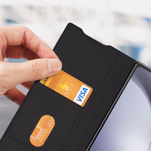 Dux Ducis Brill ādas apvalks Samsung Galaxy Z Fold 6 ar atvārumu un kartes nodalījumu - melns