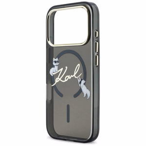 Karl Lagerfeld IML Choupettes Karl Script Logo MagSafe Maciņš for iPhone 17 Pro Max - melns