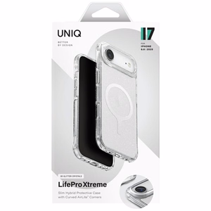 Uniq LifePro Xtreme Magnētiskais uzlādes viedtālruņa apvalks iPhone 17 Air - Caurspīdīgs ar spīdumiem