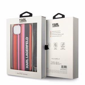 Karl Lagerfeld KLHCP14SSTSTP iPhone 14 6.1 "cietais apvalks rozā / rozā Krāsu Svītras Siksna