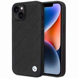 Viedtālruņa apvalks BMW BMHCP14S22RQDK iPhone 14 6.1" melna/melna Ādas Stepēts