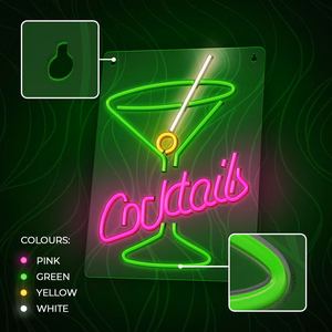Neon PLEXI LED COCKTAILS rozā zaļš FPNE02X Forever Light