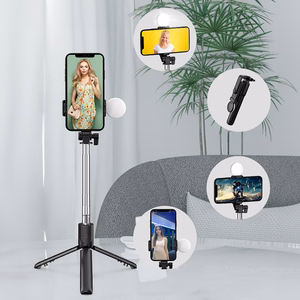 Selfiju nūja WR1YXS teleskopisks statīvs 0.71m ar apaļu lampu - melna