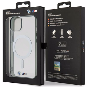 BMW Sudraba Gredzens MagSafe apvalks iPhone 14 Plus - caurspīdīgs