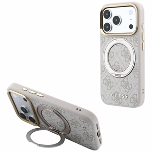 Guess Ring Stand 360 4G Classic Logo MagSafe maciņš, paredzēts iPhone 17 Pro Max / 18 Pro Max, rozā