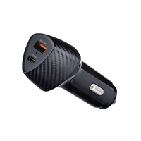 FORCELL F-ENERGY Carbon CC50-1A1C automašīnas lādētājs Type C + USB A PD QC3.0 3A 38W melns
