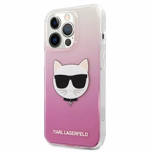 Karl Lagerfeld Choupette galvas viedtālruņa apvalks iPhone 13 Pro Max – rozā