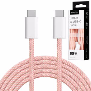 Krüger&Matz Basic USB-C–USB-C kabelis, 60 W, 1 m, rozā