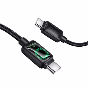 Kabelis ar LCD USB C uz USB C Hoco 3A 60W 1,2 m U146 melns