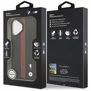 BMW M Perforated Stripe Logo Magnētiskais apvalks iPhone 17 - sarkans