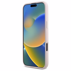 Guess Silikona Uzraksts Metāla Logo & Rāmis iPhone 16 Plus Apvalks - rozā