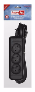 Activejet 3GNU – 3 ligzdu pagarinātājs ar 1.5 m kabeli, melns (3GNU_-_1,5M_-_C)