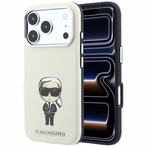 Karl Lagerfeld Smooth Ikonik Sketch MagSafe maciņš modelim iPhone 18 Pro / 17 Pro – bēšs