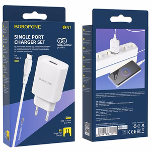 Borofone сетевое зарядное устройство BN1 Innovative - USB - 2,1A с USB на Type C белый