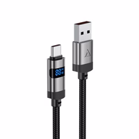 Acefast C15-04 USB-A - USB-C kabelis ar displeju 480Mb/s 66W 1,2 m - melns