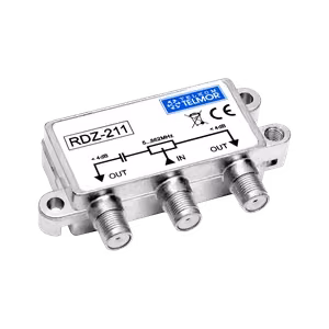 TELKOM TELMOR RDZ-211 2-way outdoor RF splitter, 5–862 MHz, 4.0 dB, F connectors